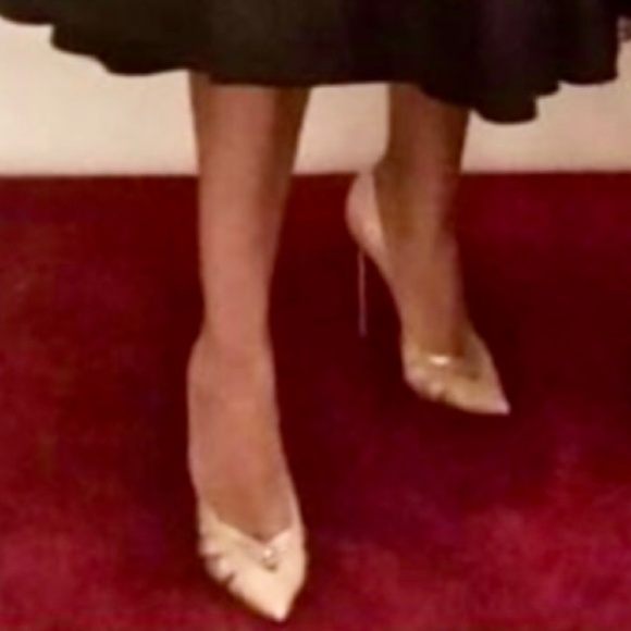 Christian Louboutin with Swarovski Crystals Nude Patent Leather Pumps - Picture 10 of 11